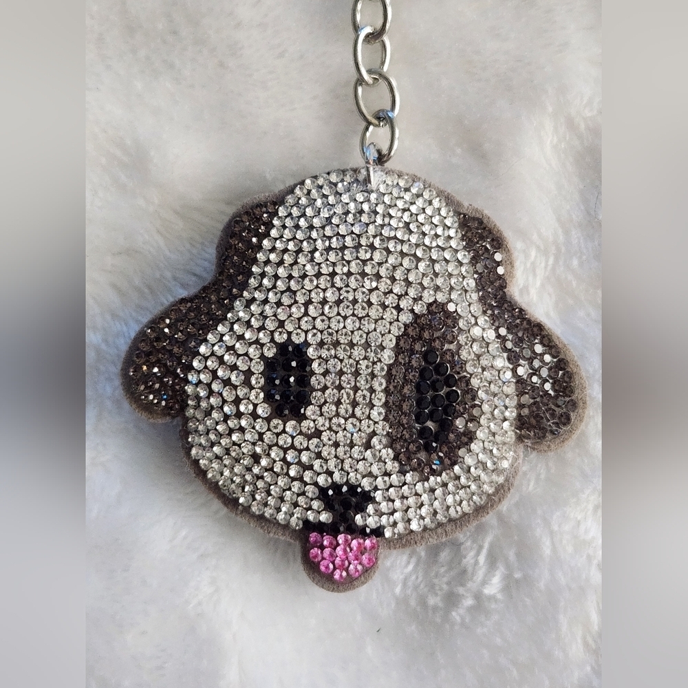 Cute Rhinestone Dog Keychain Bag Charm - Picture 2 of 4